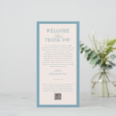 Blue Wedding Ceremony or Reception Welcome サンキューカード (スタンド正面)