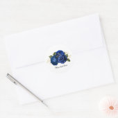 Blue Wedding roses customizable ラウンドシール (封筒)
