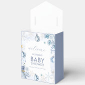 Blue Welcome Snowflake Flower Winter Baby Shower  フェイバーボックス (見開き)