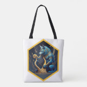 Blue Werewolf Paying A Golden Harp トートバッグ (裏面)