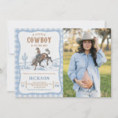 Blue Western Cowboy Baby shower Invitation 招待状 (正面)