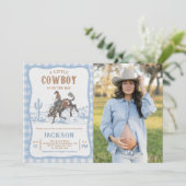 Blue Western Cowboy Baby shower Invitation 招待状 (スタンド正面)