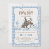 Blue Western Cowboy Baby shower Invitation  招待状 (正面)