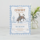 Blue Western Cowboy Baby shower Invitation  招待状 (スタンド正面)