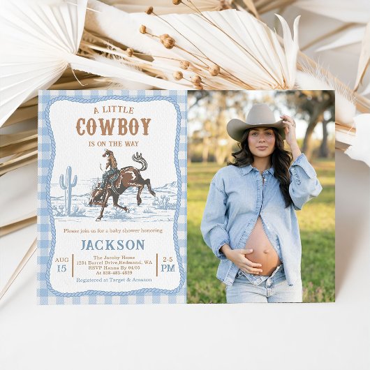 Blue Western Cowboy Baby shower Invitation 招待状