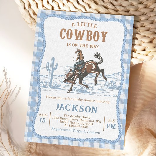 Blue Western Cowboy Baby shower Invitation  招待状