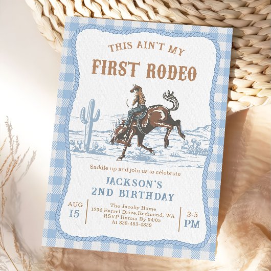 Blue Western Cowboy Birthday Invitation  招待状