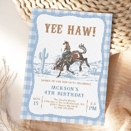 Blue Western Cowboy Birthday Invitation  招待状
