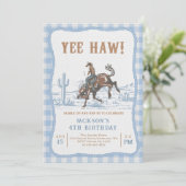 Blue Western Cowboy Birthday Invitation 招待状 (スタンド正面)