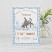 Blue Western Cowboy First Rodeo Invitation  招待状 (スタンド正面)