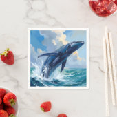 Blue Whale Ocean Animal Painting スタンダードカクテルナプキン (インサイチュ)