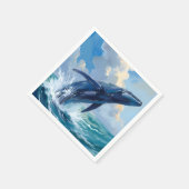 Blue Whale Ocean Animal Painting スタンダードカクテルナプキン (角)