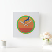 Blue whale, retro スクエア壁時計 (ホーム)