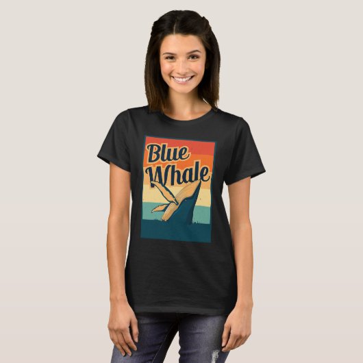 Blue Whale Sea Diving Maritime Waves Nature Protec Tシャツ (正面フル)