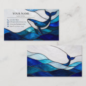 Blue Whale Stained Glass Ocean Business Card 名刺 (正面/裏面)