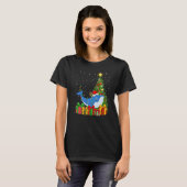 Blue Whale  Xmas Lights Santa Blue Whale Christmas Tシャツ (正面フル)