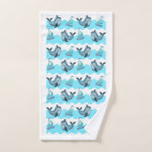 Blue Whales and Sailboats  バスタオルセット (ハンドタオル)