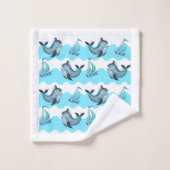 Blue Whales and Sailboats  バスタオルセット (ウォッシュタオル)