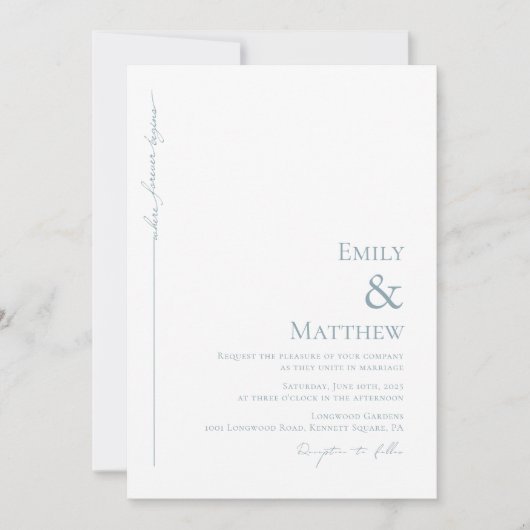 Blue Where Forever Begins Wedding Invitation 招待状 (正面)