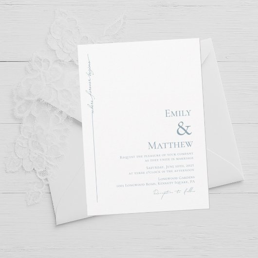 Blue Where Forever Begins Wedding Invitation 招待状