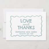 Blue Whimsical doodle wedding Flat Thank You Card サンキューカード (正面)