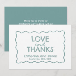 Blue Whimsical doodle wedding Flat Thank You Card サンキューカード