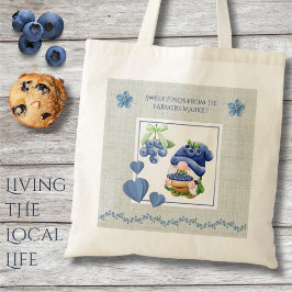 Blue Whimsical Gnome Blueberry Farmers Market トートバッグ