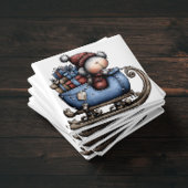 Blue Whimsical Polar Bear Sled | Christmas Magnet マグネット