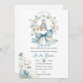 Blue Whimsical Silly Goose Baby Shower Invitation 招待状 (正面/裏面)