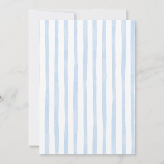 Blue Whimsical Stripes Cold Outside Baby Shower 招待状 (裏面)