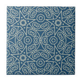 Blue & White Abstract Geometric Pattern  タイル (正面)