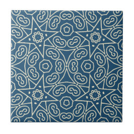 Blue & White Abstract Geometric Pattern  タイル