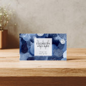 Blue White Abstract Monogram Modern Business Cards