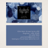 Blue White Abstract Monogram Modern Business Cards (正面&裏面)