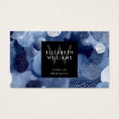 Blue White Abstract Monogram Modern Business Cards (正面)