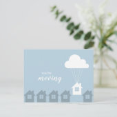 Blue White and Gray We're Moving Flying Home ポストカード (スタンド正面)