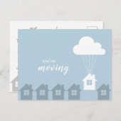 Blue White and Gray We're Moving Flying Home ポストカード (正面/裏面)