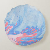 BLUE WHITE AND RED ABSTRACT PAINTING ラウンドクッション (裏面)