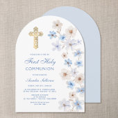 Blue White Anemones Arch First Communion 招待状