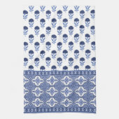 Blue White Boho style tea towel キッチンタオル (縦)