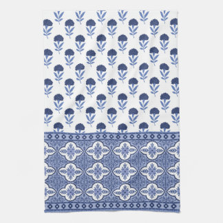 Blue White Boho style tea towel キッチンタオル