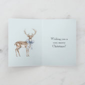 Blue White Bow Christmas Deer カード (内部)