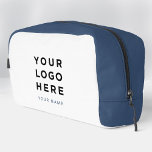 Blue White Business Logo Name Instagram Travel ドップキット<br><div class="desc">Custom Business Logo navy blue minimal white Name Company Promotional Instagram Travel Dopp kit featuring a simple and modern template with your business logo, photo or image and any personalized text. Add company name, social media, website, contact or any marketing info. The modern dopp kit is fully customizable with any...</div>