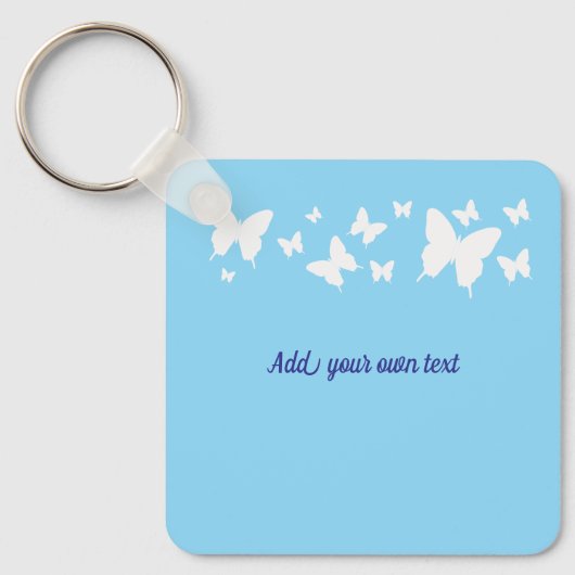 Blue & White Butterfly Keyring Wedding favour キーホルダー (正面)