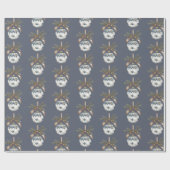 Blue White Champagne Gold Ornaments Christmas ラッピングペーパー (フラット)