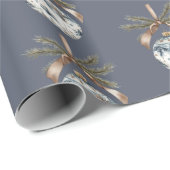 Blue White Champagne Gold Ornaments Christmas ラッピングペーパー (ロールコーナー)