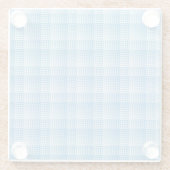 Blue White Checker Abstract Pattern ガラスコースター (裏面)