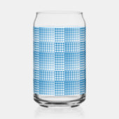 Blue White Checker Abstract Pattern ガラス缶 (正面)