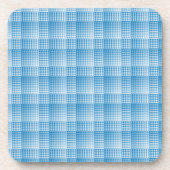 Blue White Checker Abstract Pattern コースター (正面)