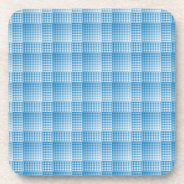 Blue White Checker Abstract Pattern コースター